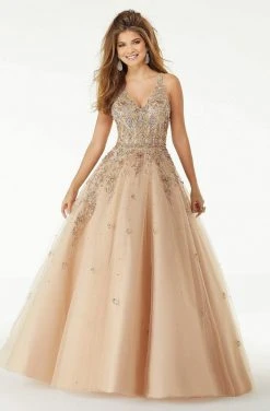 Formal Gowns Mori Lee - 45023 Jeweled V-Neck Long Ballgown