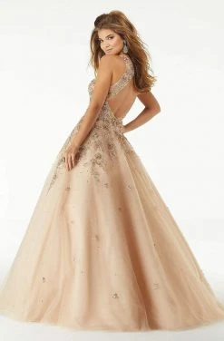 Formal Gowns Mori Lee - 45023 Jeweled V-Neck Long Ballgown