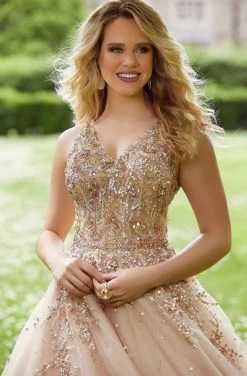 Formal Gowns Mori Lee - 45023 Jeweled V-Neck Long Ballgown 10 Formal Gowns Mori Lee - 45023 Jeweled V-Neck Long Ballgown