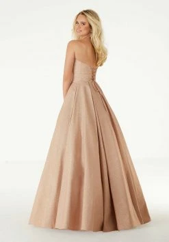 Mori Lee - 45032 Glitter Satin Strapless Ballgown Formal Gowns