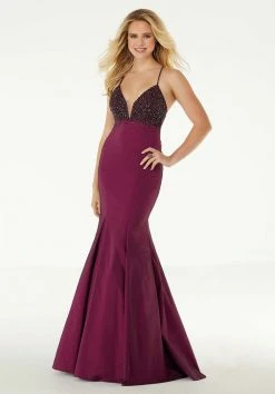 Formal Gowns Mori Lee - 45039 Beaded Plunging V-Neck Mermaid Dress