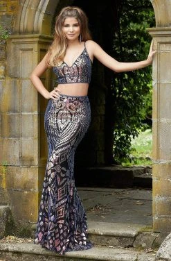 Mori Lee - 45044 Two-Piece Sequined Trumpet Dress Formal Gowns 10 Mori Lee - 45044 Two-Piece Sequined Trumpet Dress Formal Gowns