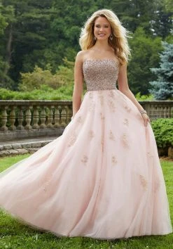 Formal Gowns Mori Lee - 45061 Crystal Beaded Strapless Tulle Ballgown 10 Formal Gowns Mori Lee - 45061 Crystal Beaded Strapless Tulle Ballgown