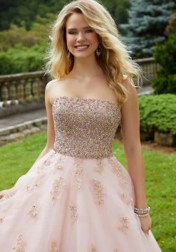 Formal Gowns Mori Lee - 45061 Crystal Beaded Strapless Tulle Ballgown 11 Formal Gowns Mori Lee - 45061 Crystal Beaded Strapless Tulle Ballgown