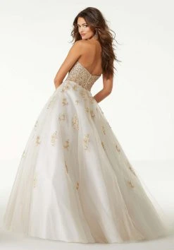 Formal Gowns Mori Lee - 45061 Crystal Beaded Strapless Tulle Ballgown