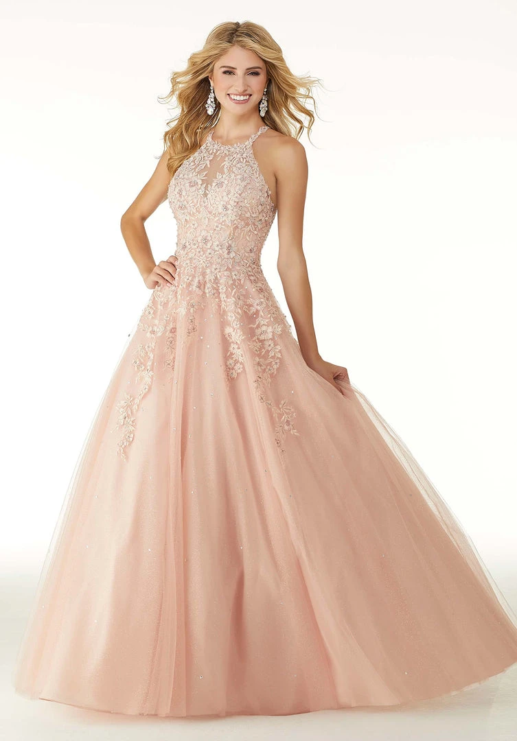 Mori Lee - 45066 Bead Embroidered Halter Neck Tulle Ballgown Formal Gowns 3 Mori Lee - 45066 Bead Embroidered Halter Neck Tulle Ballgown Formal Gowns