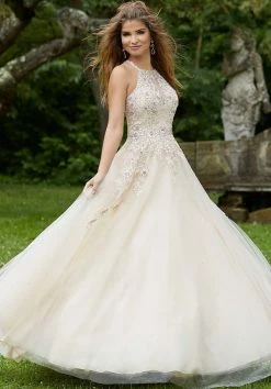 Mori Lee - 45066 Bead Embroidered Halter Neck Tulle Ballgown Formal Gowns 10 Mori Lee - 45066 Bead Embroidered Halter Neck Tulle Ballgown Formal Gowns