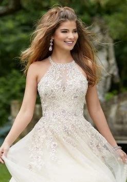 Mori Lee - 45066 Bead Embroidered Halter Neck Tulle Ballgown Formal Gowns 11 Mori Lee - 45066 Bead Embroidered Halter Neck Tulle Ballgown Formal Gowns