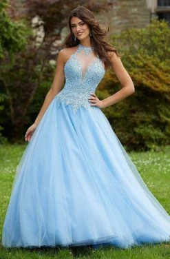 Mori Lee - 45091 Lace Appliqued Halter Long Dress 10 Mori Lee - 45091 Lace Appliqued Halter Long Dress