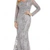 Formal Gowns Morrell Maxie - 16470 Embroidered Sheer Long Gown - 1 Pc Grey In Size 12 Available 2 Formal Gowns Morrell Maxie - 16470 Embroidered Sheer Long Gown - 1 Pc Grey In Size 12 Available