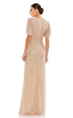 Mac Duggal Mother Of The Bride Dresses- Flutter Sleeve Beaded Formal Gown 35109 - 1 Pc Nude In Size 6 Available Formal Gowns