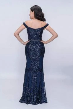 Nina Canacci - 1404 Deep Off Shoulder Sequined Sheath Gown 9 Nina Canacci - 1404 Deep Off Shoulder Sequined Sheath Gown