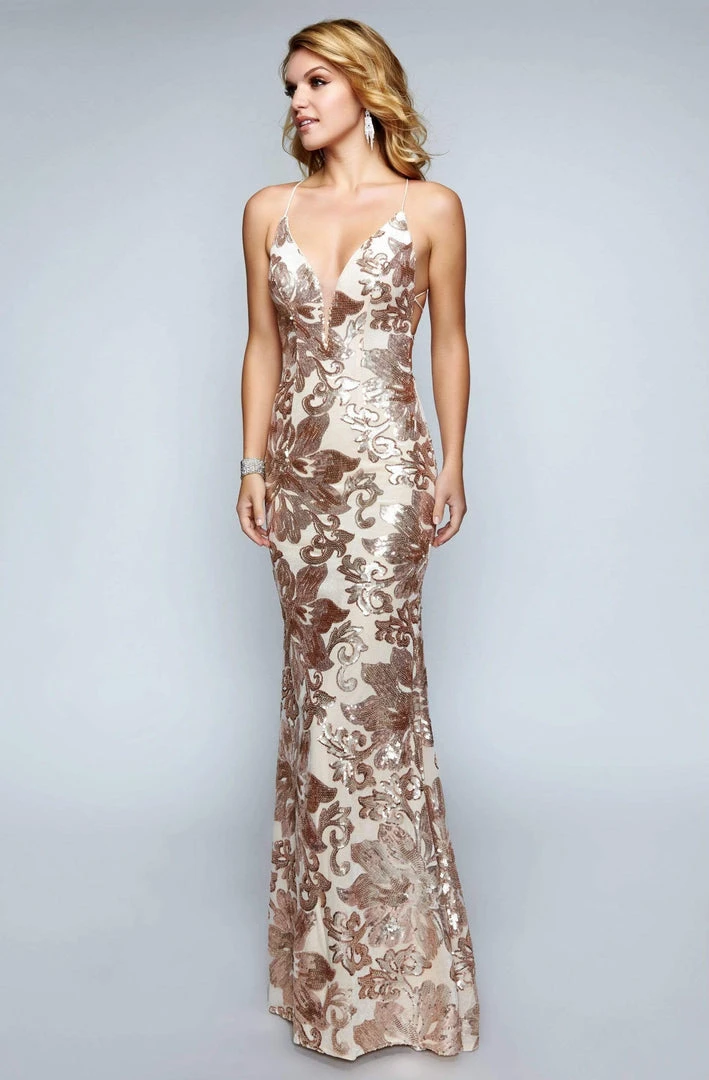 Formal Gowns Nina Canacci - 1436 Strappy Sequined Fitted Evening Gown 6 Formal Gowns Nina Canacci - 1436 Strappy Sequined Fitted Evening Gown