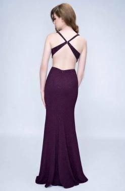 Formal Gowns Nina Canacci - 1452 Beaded V-neck Shimmer Fabric Trumpet Dress