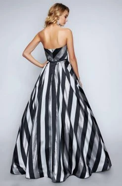Nina Canacci - 1457 Strapless Stripes Evening Gown 5 Nina Canacci - 1457 Strapless Stripes Evening Gown