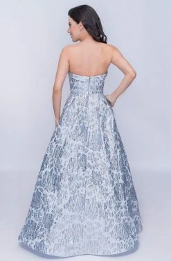 Nina Canacci - 1462 Strapless Sweetheart Metallic Floral Gown