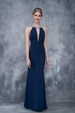 Nina Canacci - 2139 Embellished Haltered Sheath Gown