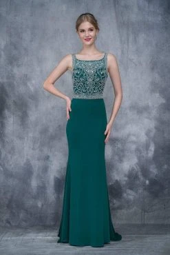 Formal Gowns Nina Canacci - 2166 Bejeweled Illusion Bateau Sheath Dress