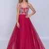 Nina Canacci - 2213 Rhinestone Accented Deep V-neck A-line Dress Formal Gowns
