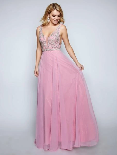 Nina Canacci - 2213 Rhinestone Accented Deep V-neck A-line Dress Formal Gowns 7 Nina Canacci - 2213 Rhinestone Accented Deep V-neck A-line Dress Formal Gowns
