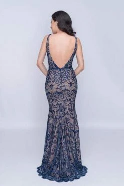Nina Canacci - 2227 Embroidered Lace Plunging Sheath Gown 7 Nina Canacci - 2227 Embroidered Lace Plunging Sheath Gown