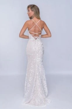 Nina Canacci - 2239 Crisscrossed Back Foliage Motif Sheath Gown Formal Gowns 9 Nina Canacci - 2239 Crisscrossed Back Foliage Motif Sheath Gown Formal Gowns