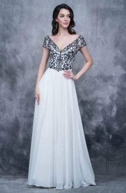 Nina Canacci - 3128 Short Sleeve Illusion Portrait Gown Formal Gowns