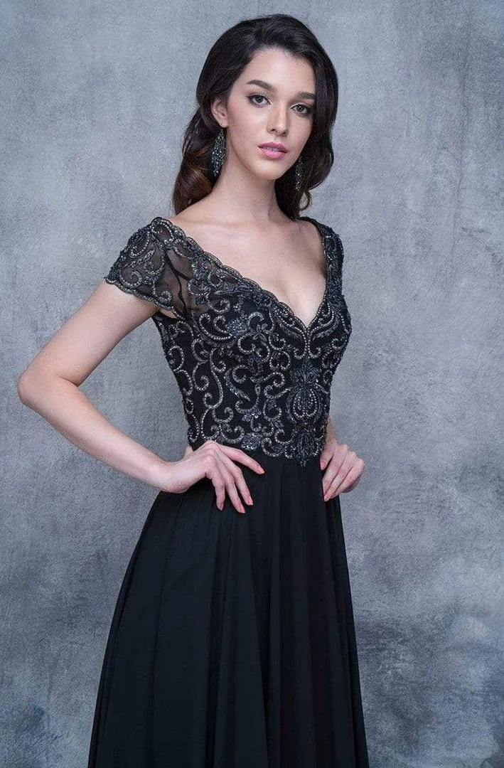 Nina Canacci - 3128 Short Sleeve Illusion Portrait Gown Formal Gowns 12 Nina Canacci - 3128 Short Sleeve Illusion Portrait Gown Formal Gowns