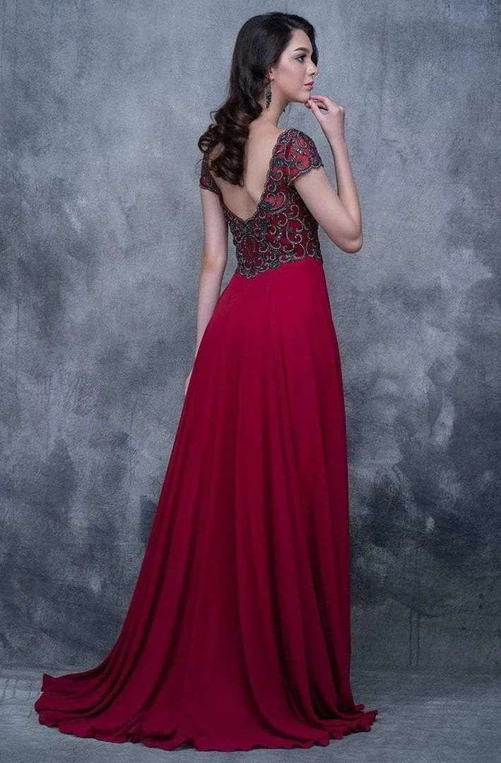 Nina Canacci - 3128 Short Sleeve Illusion Portrait Gown Formal Gowns 7 Nina Canacci - 3128 Short Sleeve Illusion Portrait Gown Formal Gowns