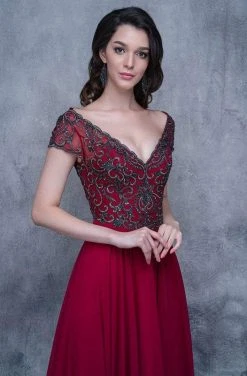 Nina Canacci - 3128 Short Sleeve Illusion Portrait Gown Formal Gowns 18 Nina Canacci - 3128 Short Sleeve Illusion Portrait Gown Formal Gowns