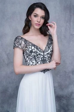 Nina Canacci - 3128 Short Sleeve Illusion Portrait Gown Formal Gowns 14 Nina Canacci - 3128 Short Sleeve Illusion Portrait Gown Formal Gowns