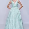 Nina Canacci - 3146 Illusion Plunging Neck Gem Embellished A Line Gown Formal Gowns
