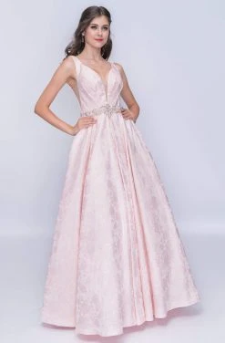 Nina Canacci - 3146 Illusion Plunging Neck Gem Embellished A Line Gown Formal Gowns 16 Nina Canacci - 3146 Illusion Plunging Neck Gem Embellished A Line Gown Formal Gowns
