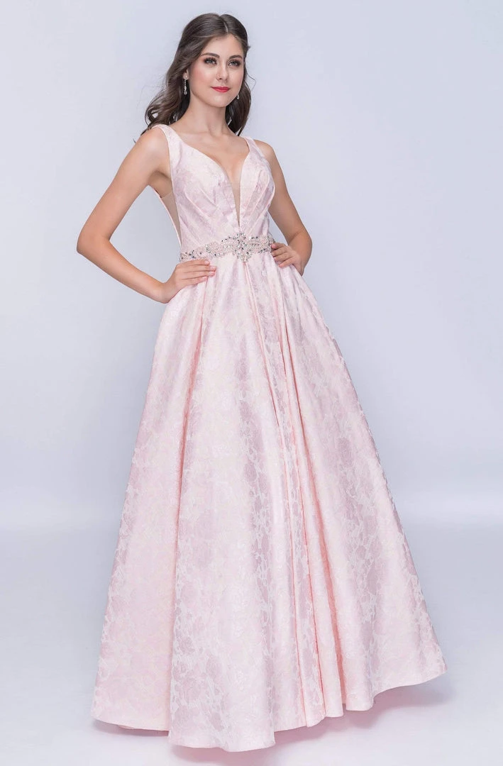 Nina Canacci - 3146 Illusion Plunging Neck Gem Embellished A Line Gown Formal Gowns 9 Nina Canacci - 3146 Illusion Plunging Neck Gem Embellished A Line Gown Formal Gowns