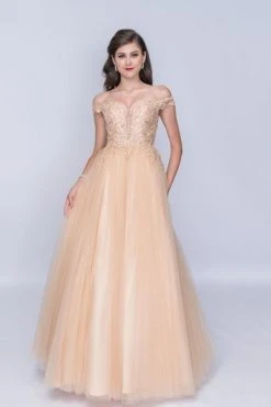 Nina Canacci - 6027 Lace Plunging Off-Shoulder Ballgown Formal Gowns