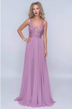 Formal Gowns Nina Canacci - 8159 Embellished Plunging V Neck A-Line Gown