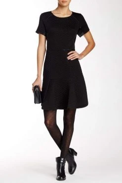 Cocktail Dresses Nina Leonard - L23961 Vegan Leather Back Quilted Dress