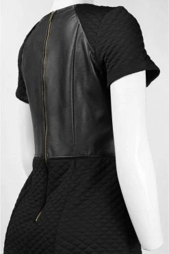Cocktail Dresses Nina Leonard - L23961 Vegan Leather Back Quilted Dress 7 Cocktail Dresses Nina Leonard - L23961 Vegan Leather Back Quilted Dress
