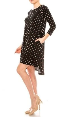 Nina Leonard - L6158A Quarter Sleeve Polka Dot Swing Dress