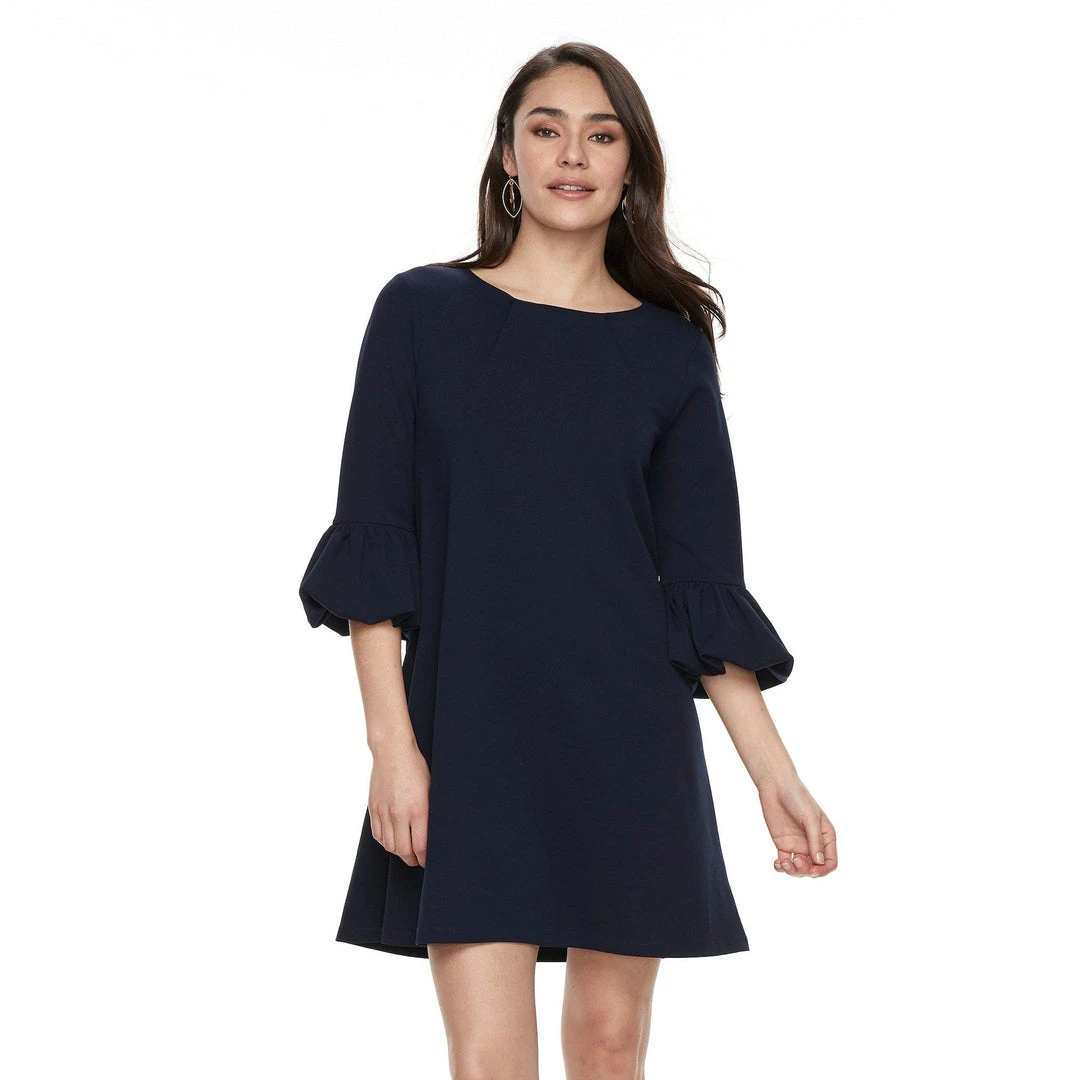 Nina Leonard - L6832B Balloon Hem Quarter Length Sleeve Shift Dress 9 Nina Leonard - L6832B Balloon Hem Quarter Length Sleeve Shift Dress