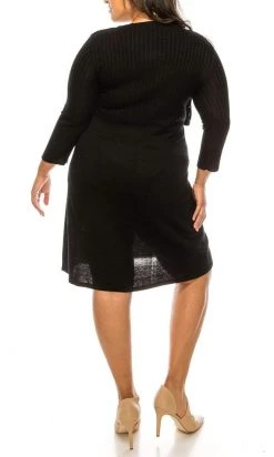 Nine West - 10588902 Two Piece Knit Midi Dress Plus Size Dresses