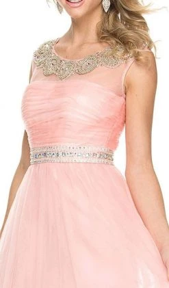 Nox Anabel - 3129 Embellished Bateau A-line Dress