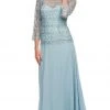 Formal Gowns Nox Anabel - 5083 Quarter Sleeves Lace Overlay Top Long Formal Dress