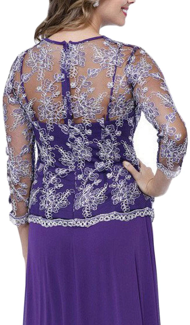 Nox Anabel - 5096 Sheer Lace Jewel Neck A-line Long Formal Dress Formal Gowns 6 Nox Anabel - 5096 Sheer Lace Jewel Neck A-line Long Formal Dress Formal Gowns