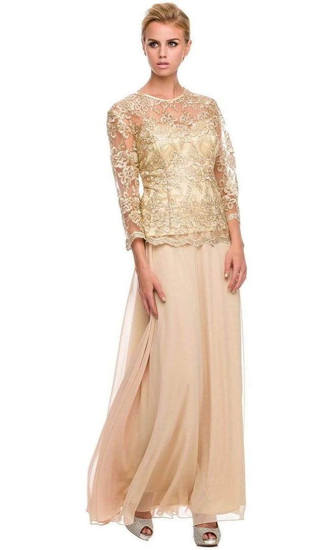 Nox Anabel - 5096 Sheer Lace Jewel Neck A-line Long Formal Dress Formal Gowns 9 Nox Anabel - 5096 Sheer Lace Jewel Neck A-line Long Formal Dress Formal Gowns