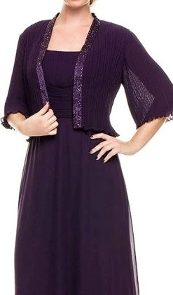 Formal Gowns Nox Anabel - 5099 Ruched Square Neck Dress With Matching Jacket 12 Formal Gowns Nox Anabel - 5099 Ruched Square Neck Dress With Matching Jacket