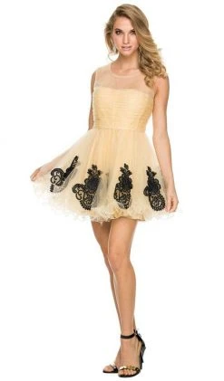 Nox Anabel - 6037 Ruched Illusion Neck Dress Cocktail Dresses