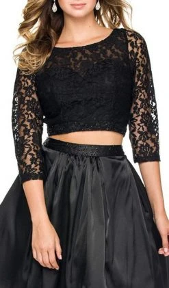 Cocktail Dresses Nox Anabel - 6166 Quarter Sleeve Embroidered Two-Piece A-line Dress 9 Cocktail Dresses Nox Anabel - 6166 Quarter Sleeve Embroidered Two-Piece A-line Dress