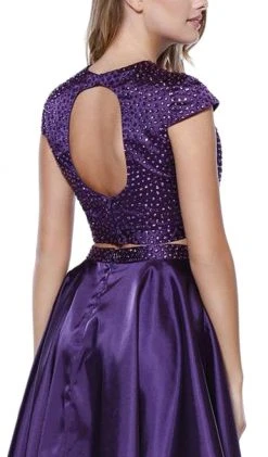 Nox Anabel - 6216 Bejeweled Jewel Neck Dress