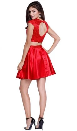 Nox Anabel - 6216 Bejeweled Jewel Neck Dress